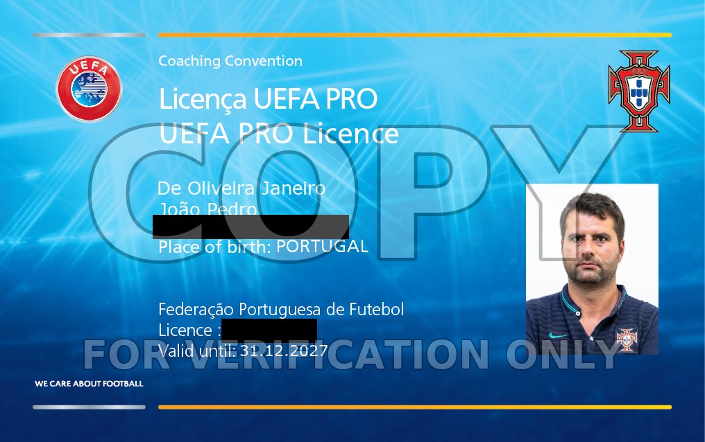 João Janeiro — UEFA Pro Licence, protected verification preview