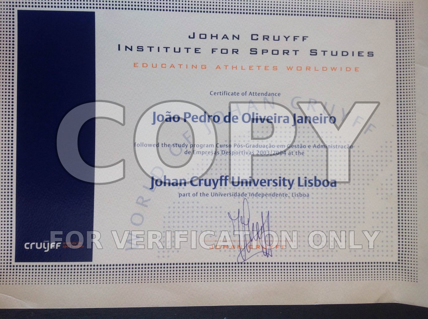 João Janeiro — Cruyff Institute, protected verification preview